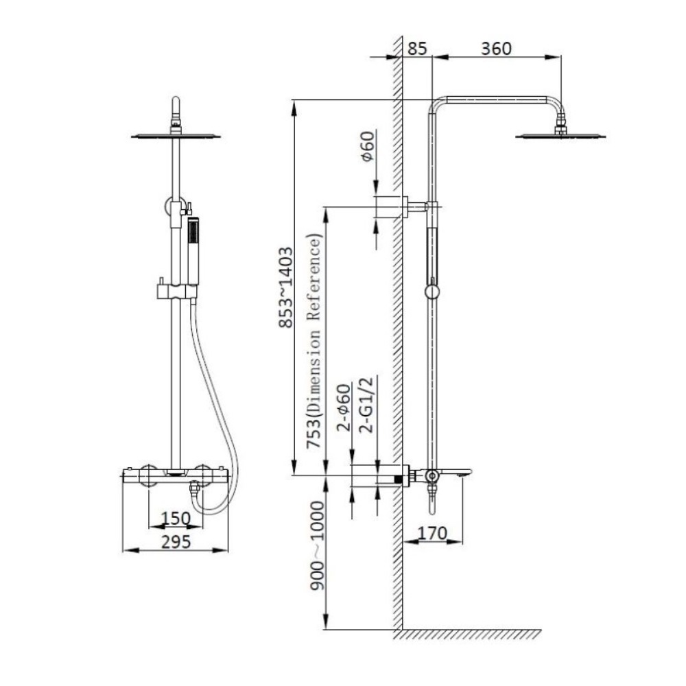 Душевая система Vincea Vogue с изливом Вороненая сталь — изображение 4